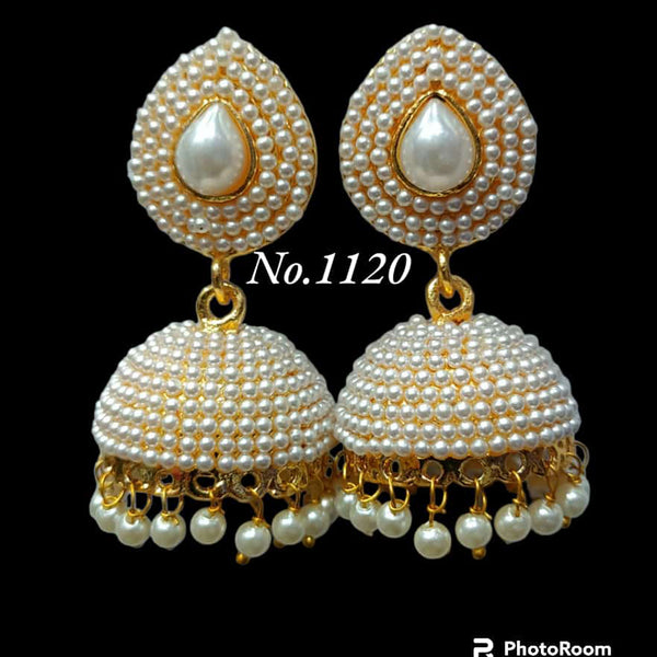 Varso Kempu Gold Alloy Pearl Jhumkas Earrings - 211064